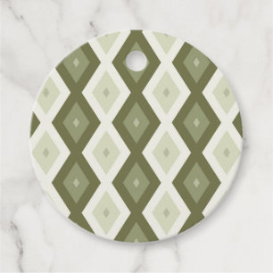 Olive green diamond pattern favour tags