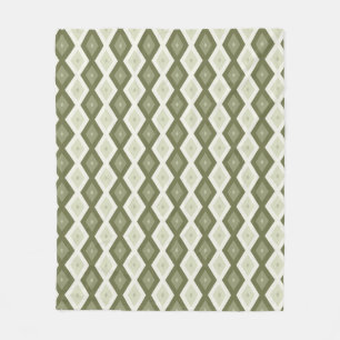 Olive green diamond pattern fleece blanket