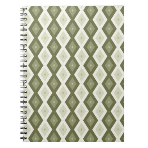 Olive green diamond pattern notebook