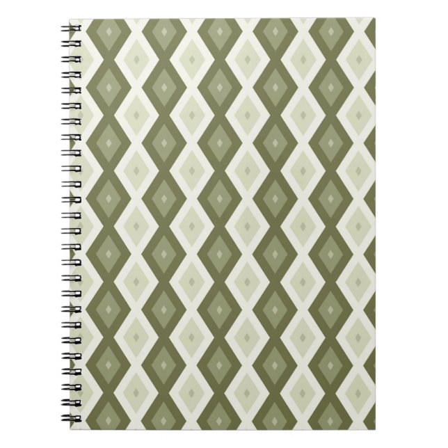 Olive green diamond pattern notebook (Front)