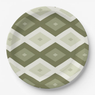 Olive green diamond pattern paper plate