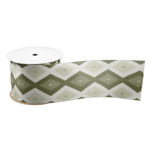 Olive green diamond pattern satin ribbon