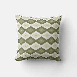 Olive green diamond pattern throw pillow