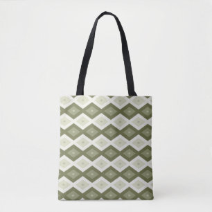 Olive green diamond pattern tote bag