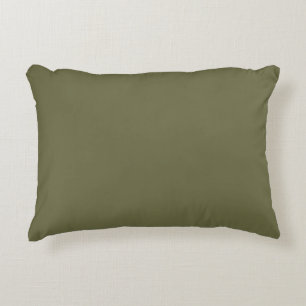 Olive Green Earthy Solid Colour Print Accent Pillow