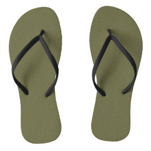 Olive Green Earthy Solid Colour Print Flip Flops