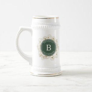 Olive Green Elegant Groomsmen Gift Beer Stein