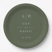 Olive Green Elegant Minimalist Monogram Wedding