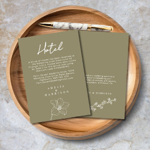 Olive Green Elegant Wedding Hotel Enclosure Card