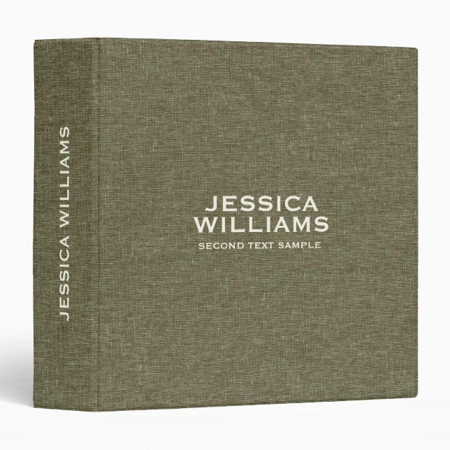 Olive Green Fabric Texture Beige Typography Binder (Front/Spine)