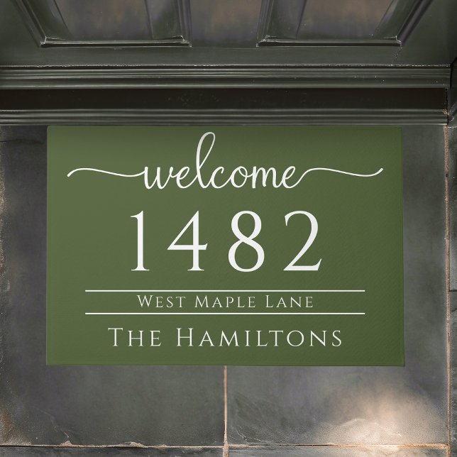 Olive green family name personalized address  doormat (Creator Uploaded)