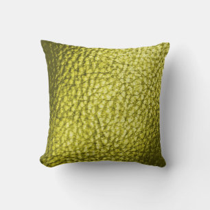 Olive Green Faux Leather New Throw Pillow