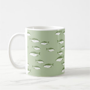 Olive green fish coffee mug