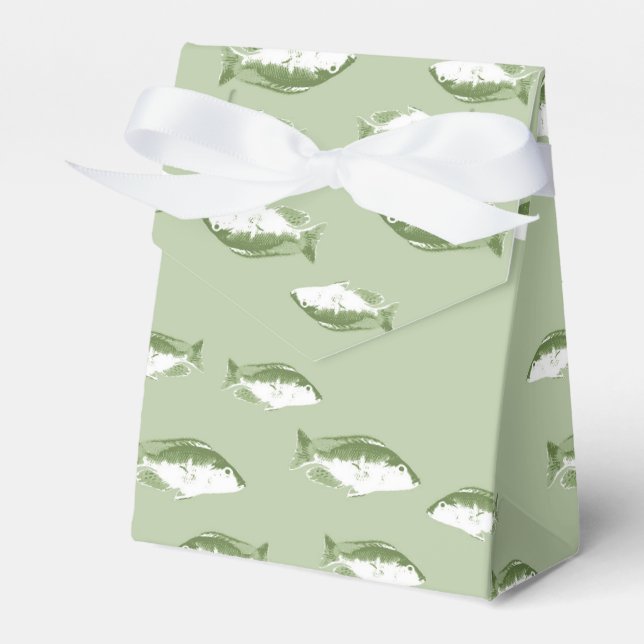Olive green fish favor box (Front Side)