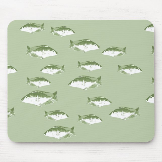 Olive green fish mouse pad (Front)