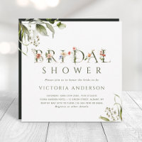 Olive Green Floral Botanical Letter Bridal Shower