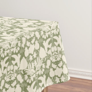 Olive Green Folk Art Otomi Symmetrical Pattern Tablecloth