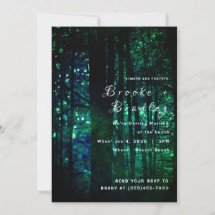Olive Green Forest Glow Wedding Invitation
