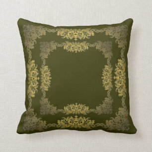 Olive Green Framed Throw Pillow