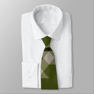 olive green geometric pattern tie