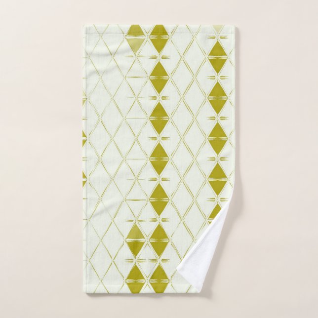 Olive Green Géométrique Mi-Siècle Moderne Impressi (Serviette à main)