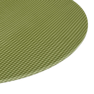 Olive Green Gingham-12in ROUND GLASS CUTTING BOARD