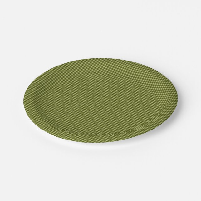 Olive Green Gingham-PAPER PARTY PLATES (Angled)