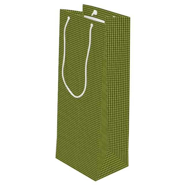 Olive Green Gingham-WINE GIFT BAG (Back Angled)