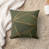 Olive Green Gold Bronze Geometric Glam Chic  Throw Pillow (Blanket)