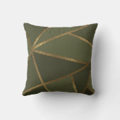 Olive Green Gold Bronze Geometric Glam Chic  Throw Pillow (Back)