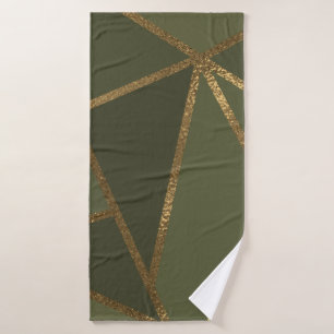 Olive Green Gold Bronze Géométrique Glam Chic 