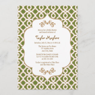 Olive Green Gold Moroccan Bridal Shower Invites