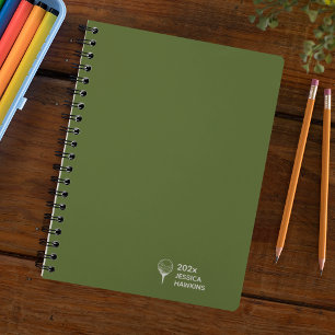 Olive Green Golf Tee Personal Weekly Planner