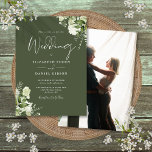 Olive Green Greenery Leaves Elegant Photo Wedding  Invitation<br><div class="desc">This elegant botanical greenery leaves wedding invitation can be personalized with your information in chic typography with your special photo on the reverse. Designed by Thisisnotme©</div>