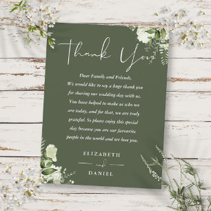 Olive Green Greenery Thank You Wedding Place Card