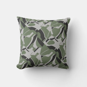 Olive Green Grey Black Diagonal Abstract Art Print Throw Pillow