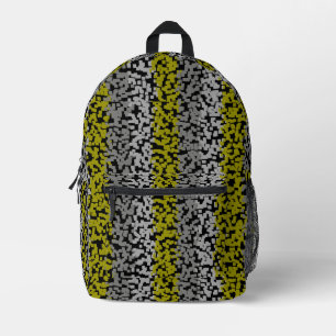 Olive green grey black digital pixelated stripes printed backpack