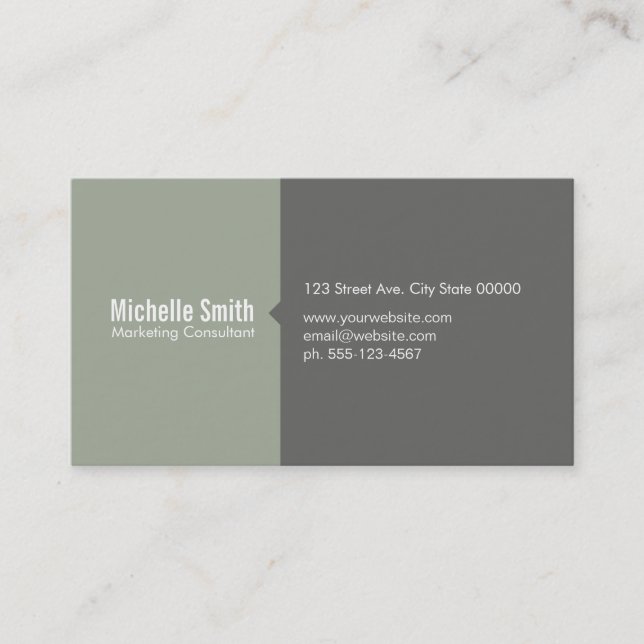 Olive Green & Grey Business Card (Front)