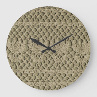 Olive Green Handmade Lace Pattern Large Clock