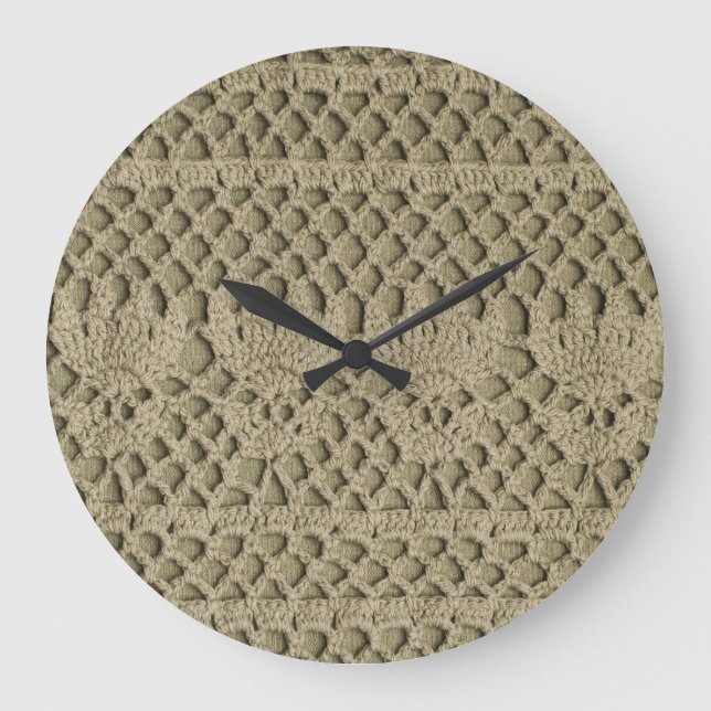 Olive Green Handmade Lace Pattern Large Clock (Front)
