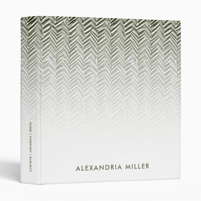 Olive Green Herringbone Patterned Binder  (Front/Spine)