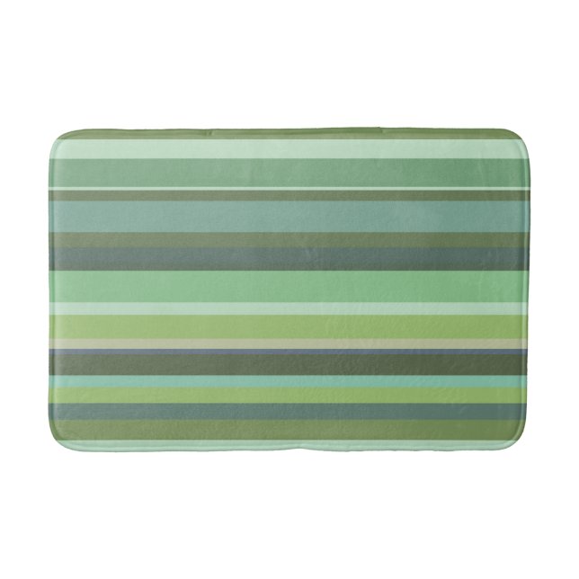 Olive green horizontal stripes bath mat (Front)