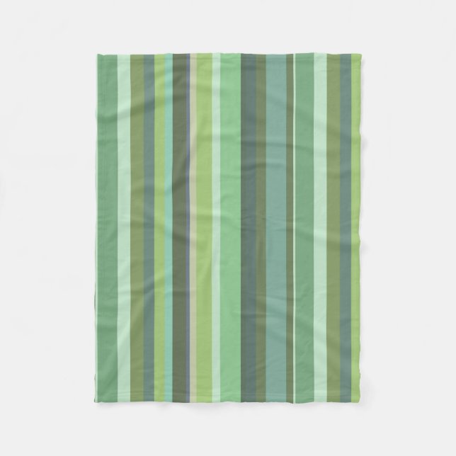 Olive green horizontal stripes fleece blanket (Front)
