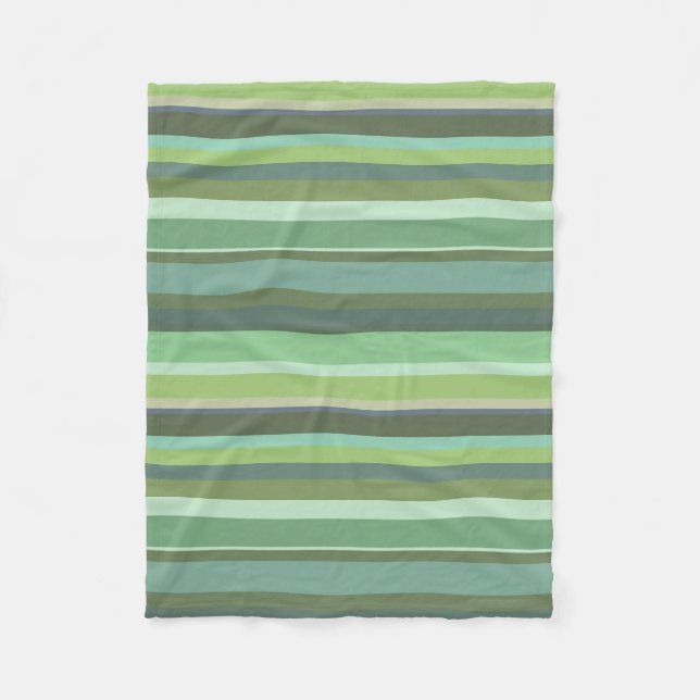 Olive green horizontal stripes fleece blanket (Front)