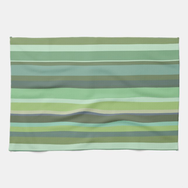 Olive green horizontal stripes kitchen towel (Horizontal)