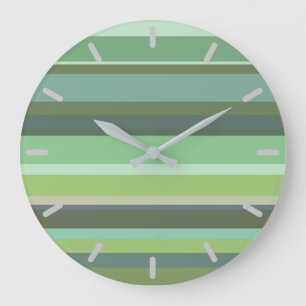 Olive green horizontal stripes large clock