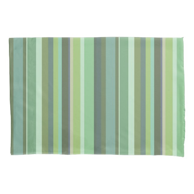Olive green horizontal stripes pillowcase (Front)