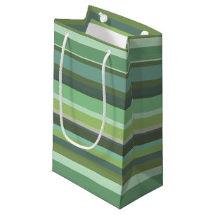 Olive green horizontal stripes small gift bag