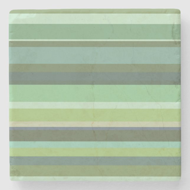 Olive green horizontal stripes stone coaster (Front)