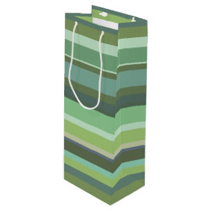 Olive green horizontal stripes wine gift bag
